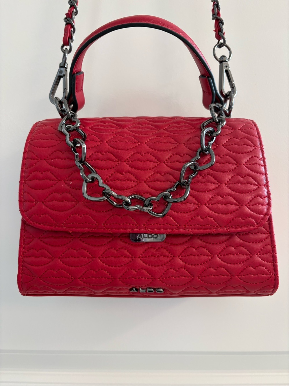 Aldo Red Quilted Chain-Accent Women’s Shoulder bag 💋